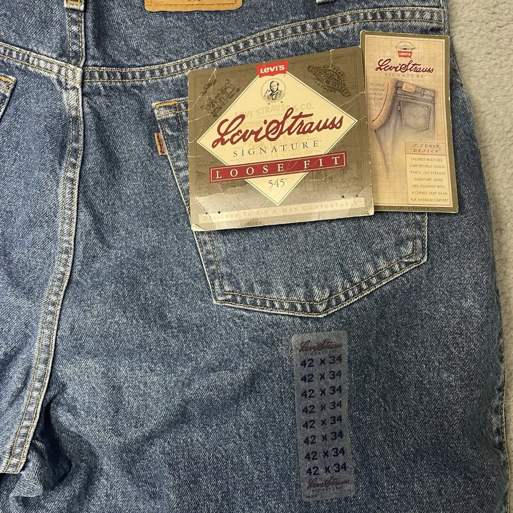 Vintage Levis Jeans 42x34 Med Wash 545 Brown Tab 90s Loose Fit DEADSTOCK NWT